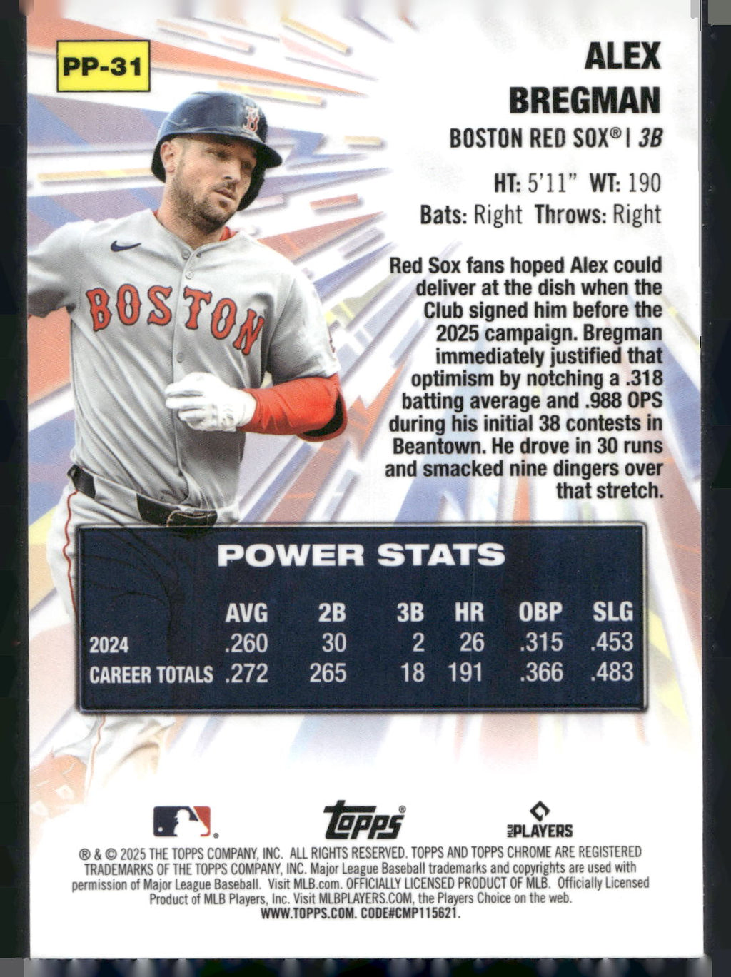 2025 Topps Chrome Update #PP-31 Alex Bregman Power Players