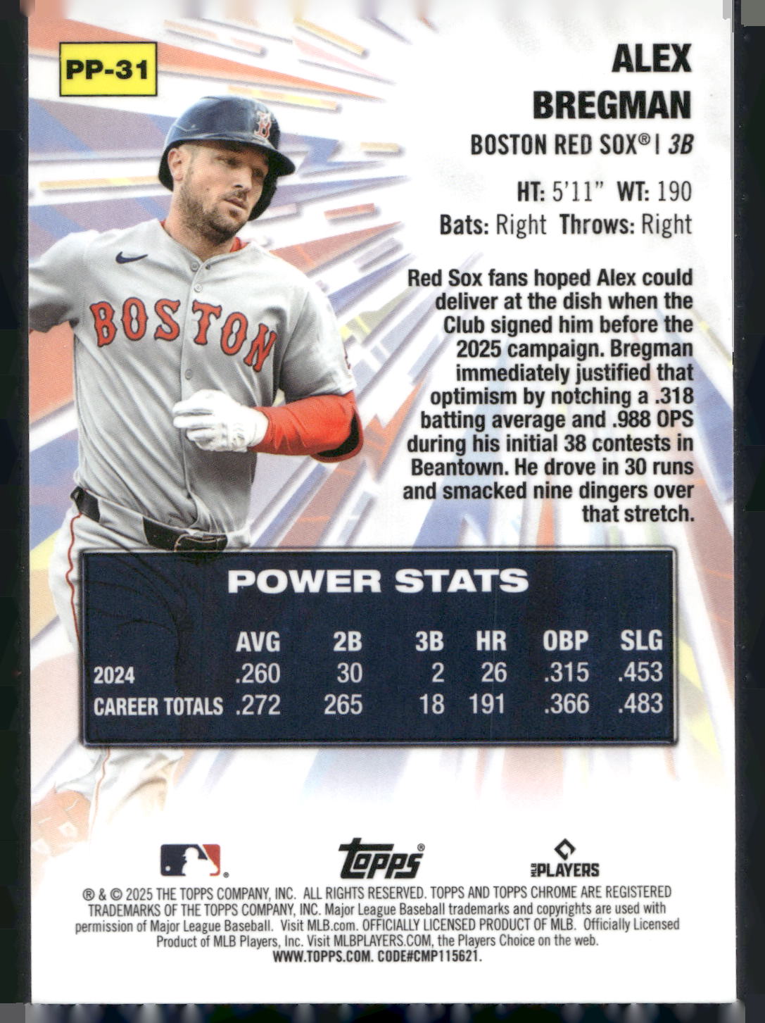 2025 Topps Chrome Update #PP-31 Alex Bregman Power Players