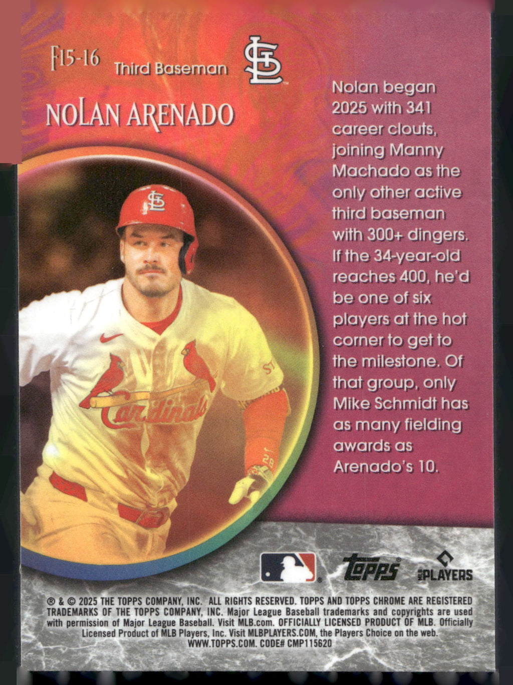 2025 Topps Chrome Update #F15-16 Nolan Arenado Fortune 15