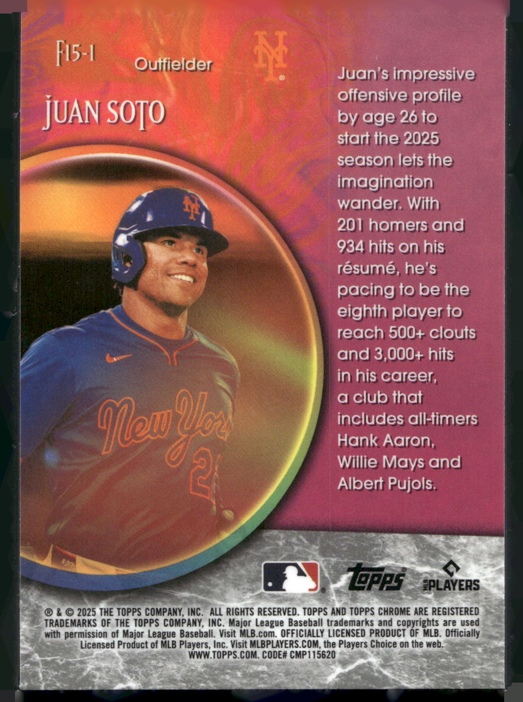 2025 Topps Chrome Update #F15-1 Juan Soto Fortune 15