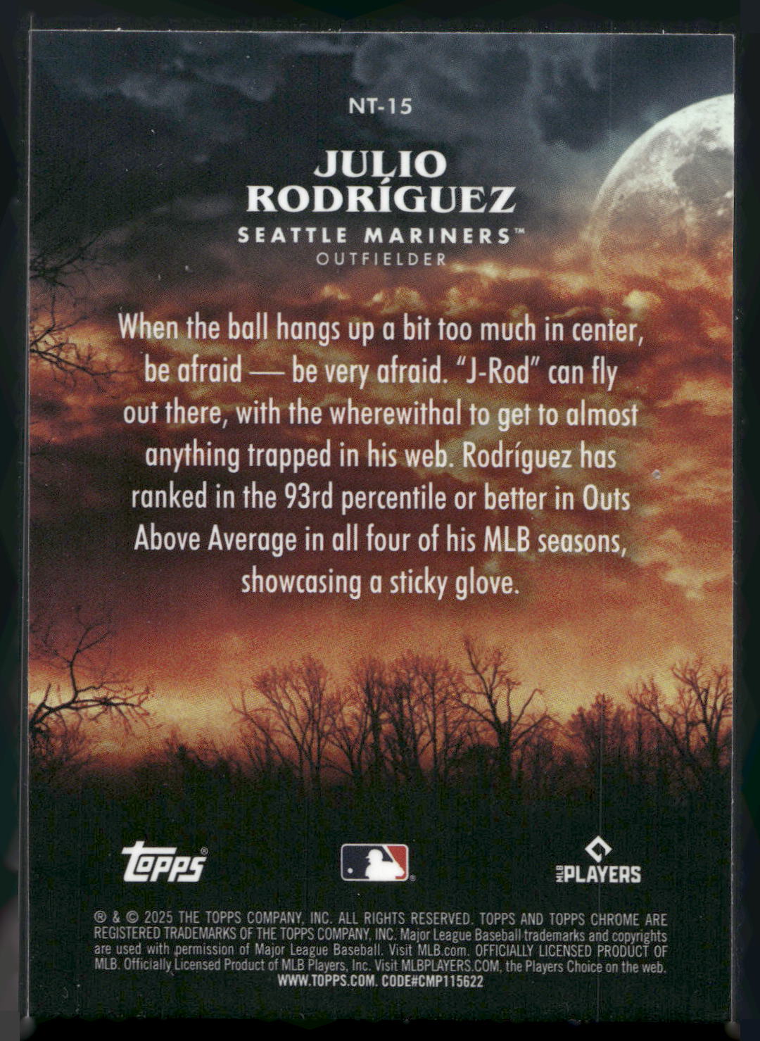 2025 Topps Chrome Update #NT-15 Julio Rodríguez Night Terrors