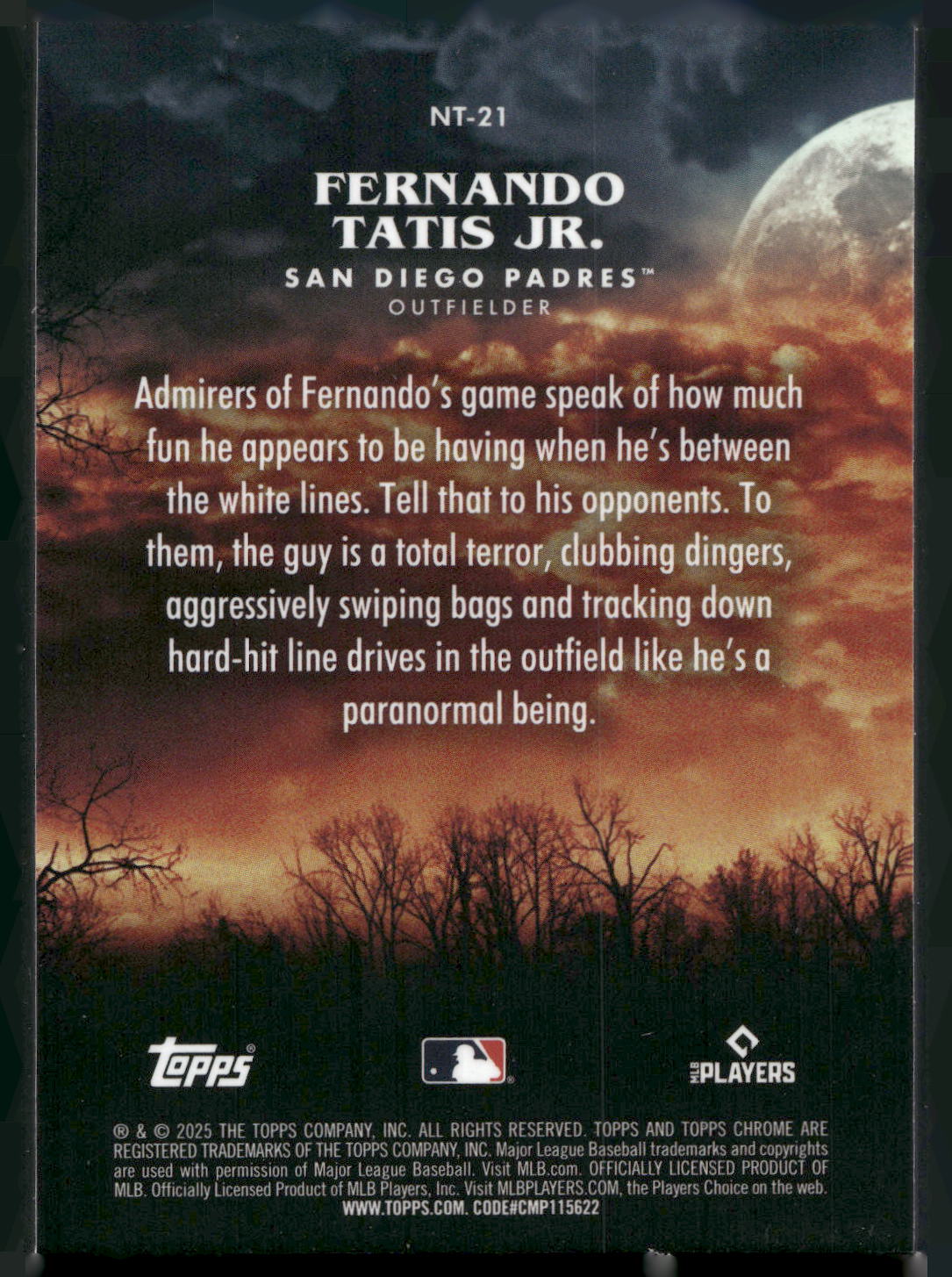 2025 Topps Chrome Update #NT-21 Fernando Tatis Jr. Night Terrors
