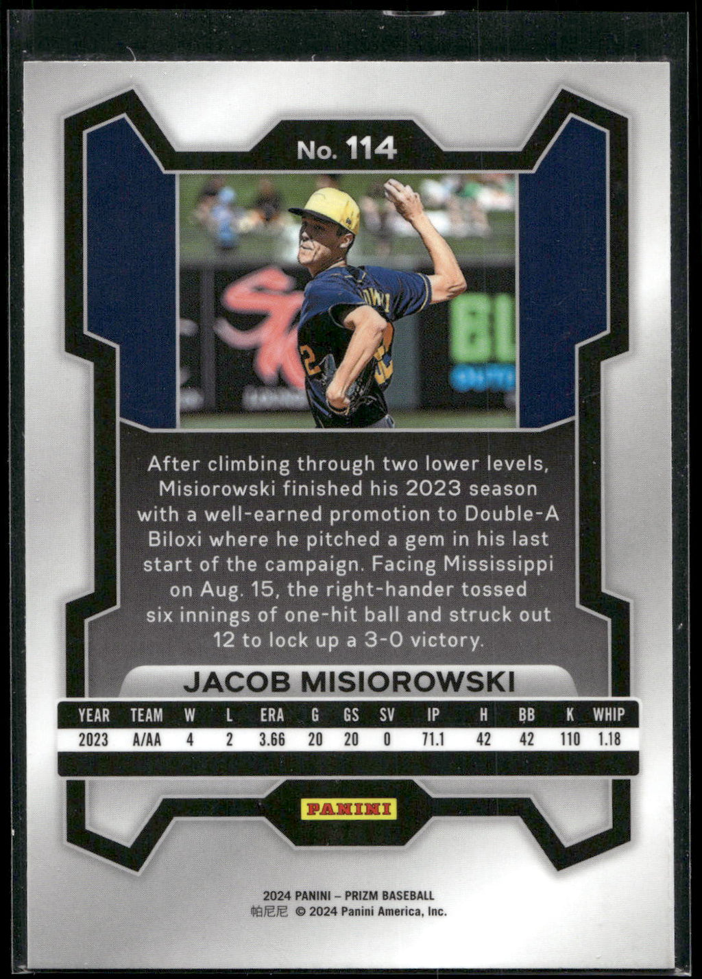 2024 Panini Prizm #114 Jacob Misiorowski