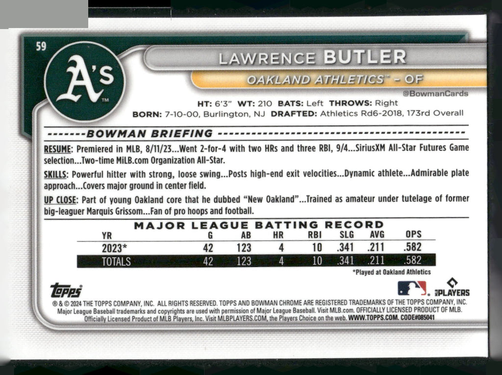 2024 Bowman Chrome #59 Lawrence Butler