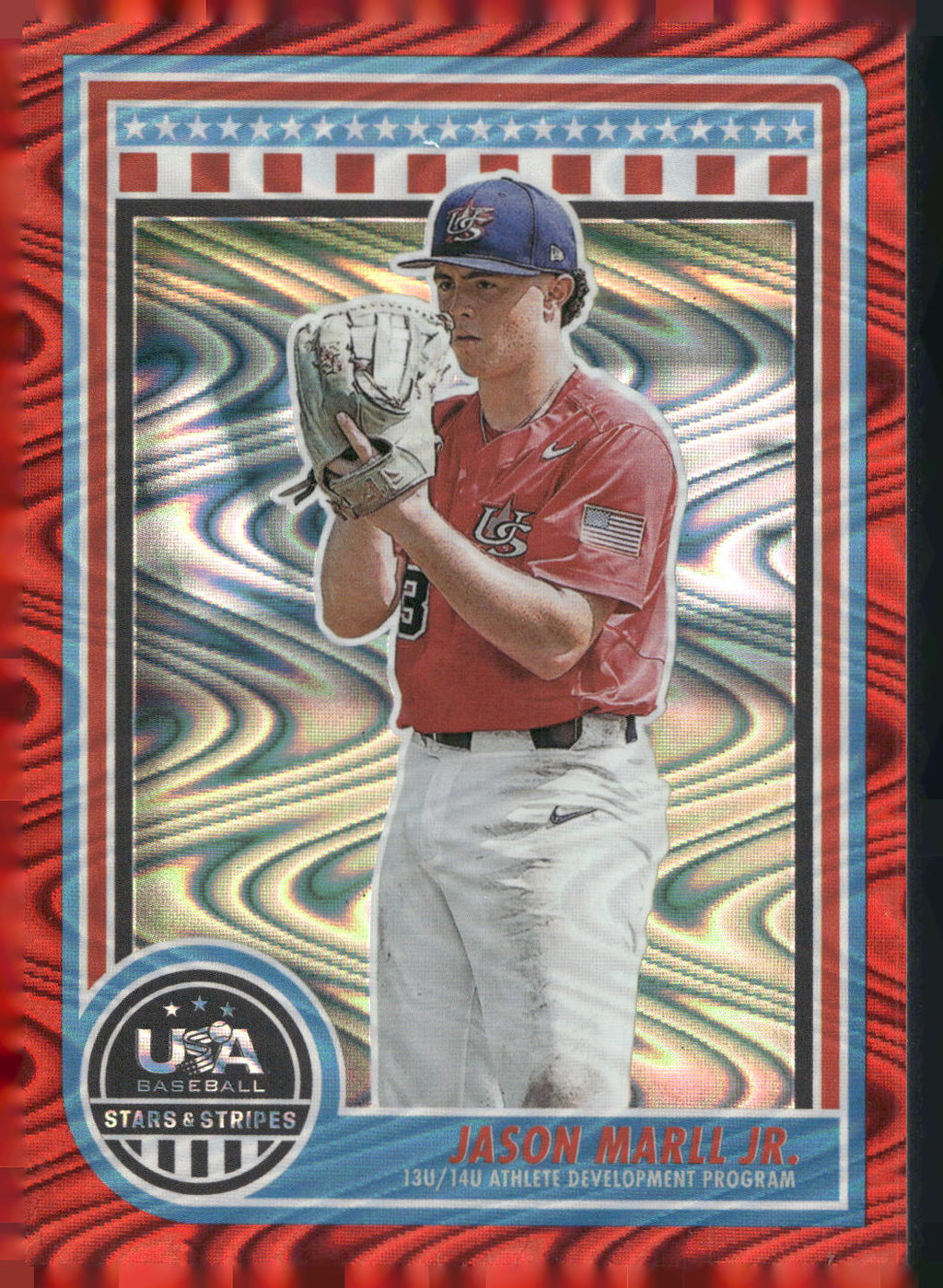 2025 Panini Stars & Stripes USA Baseball #196 Jason Marll Jr. Red Swirl #/249