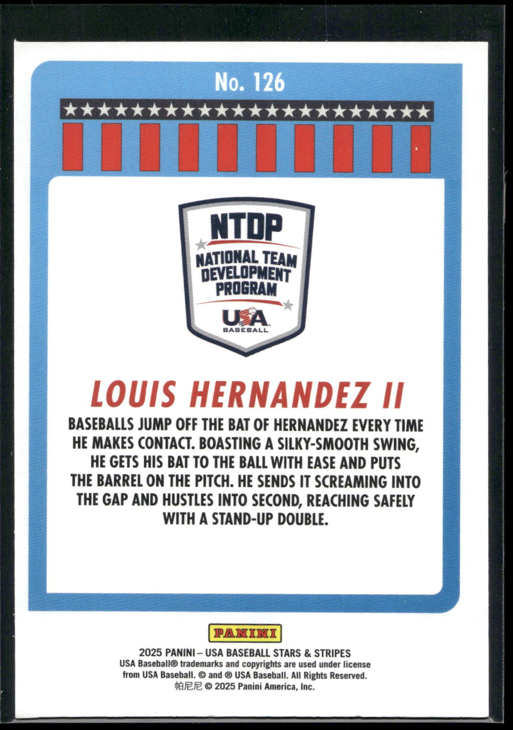 2025 Panini Stars & Stripes USA Baseball #126 Louis Hernandez II Opening Day