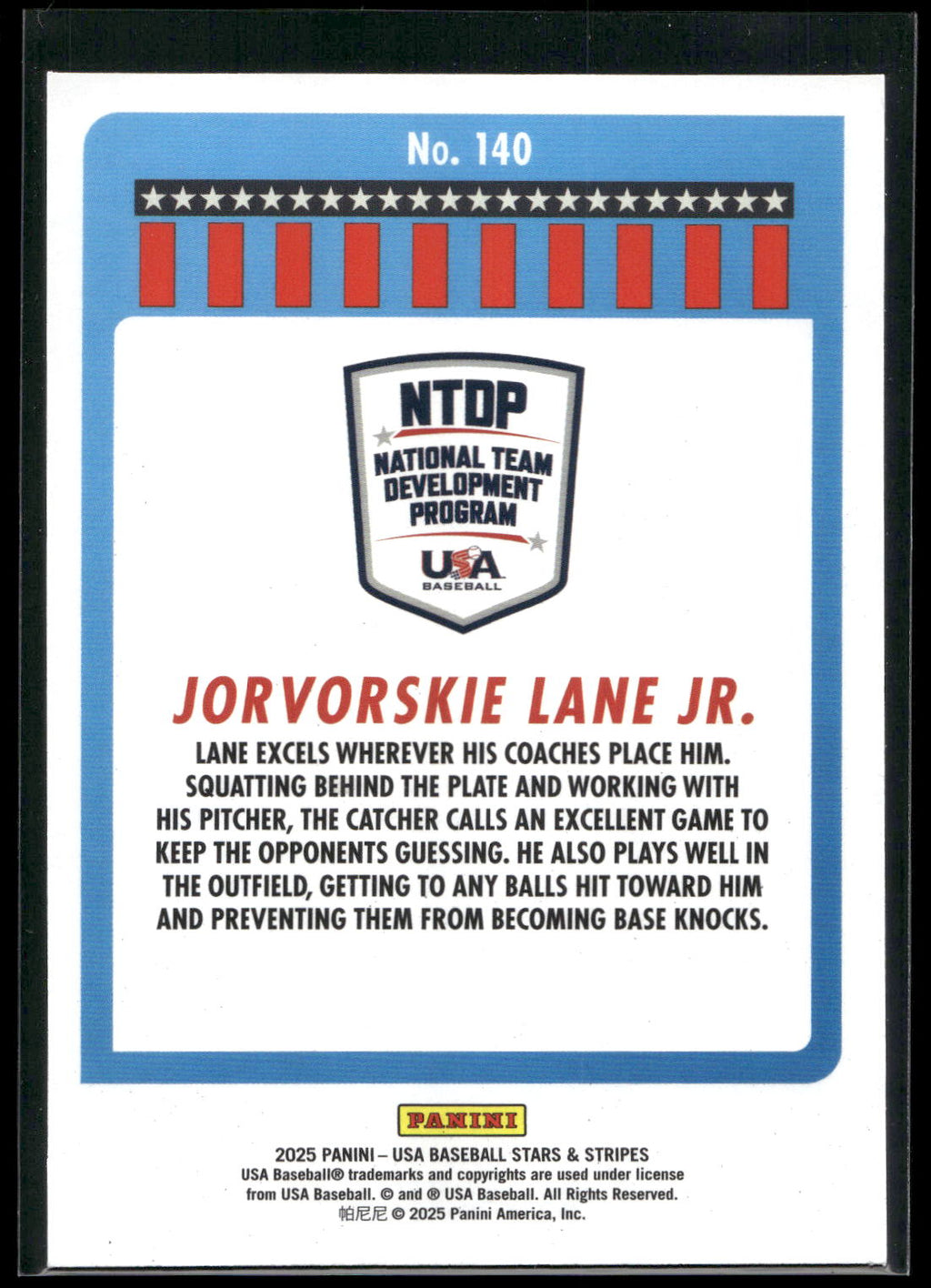 2025 Panini Stars & Stripes USA Baseball #140 Jorvorskie Lane Jr.