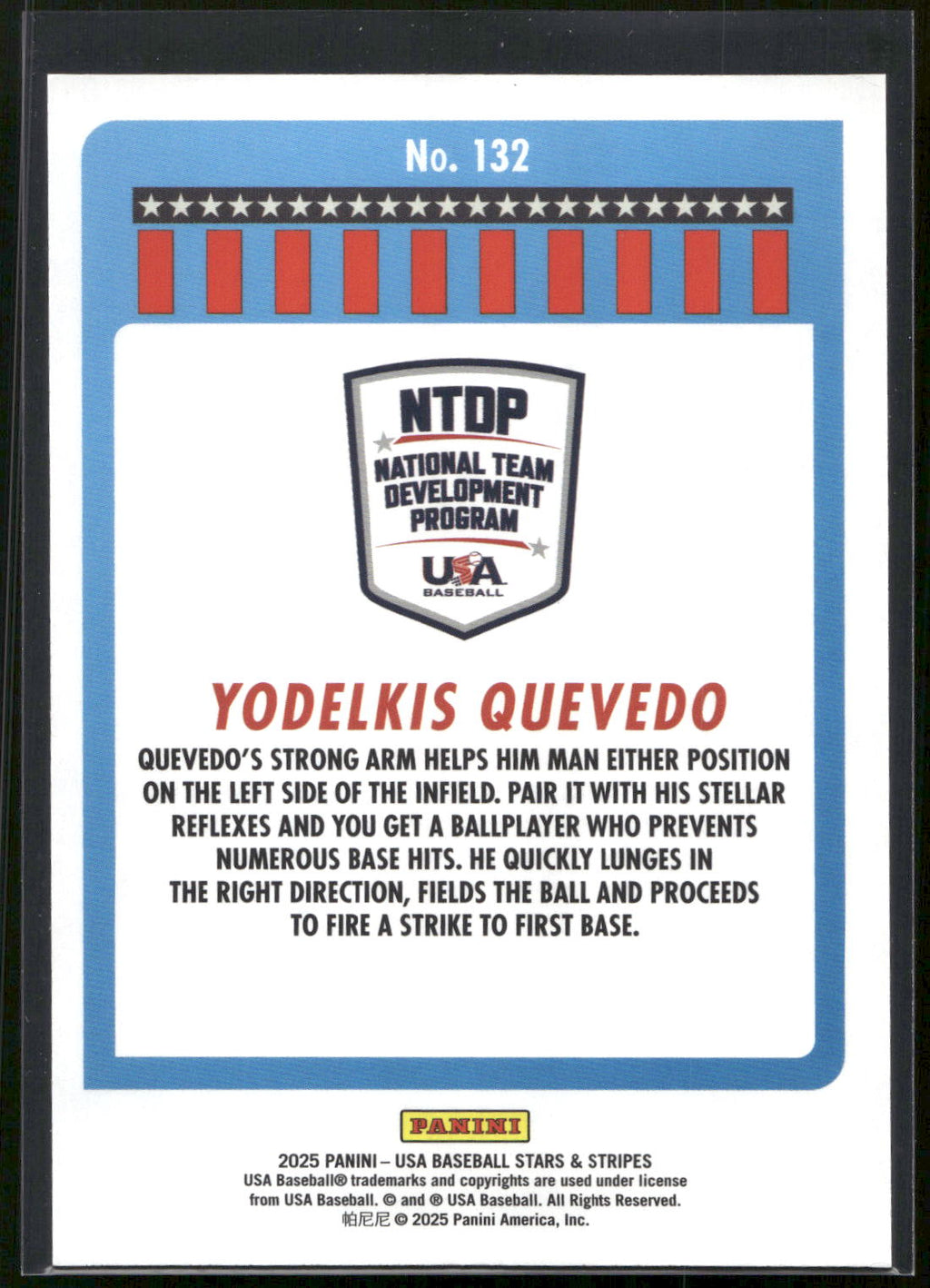 2025 Panini Stars & Stripes USA Baseball #132 Yodelkis Quevedo