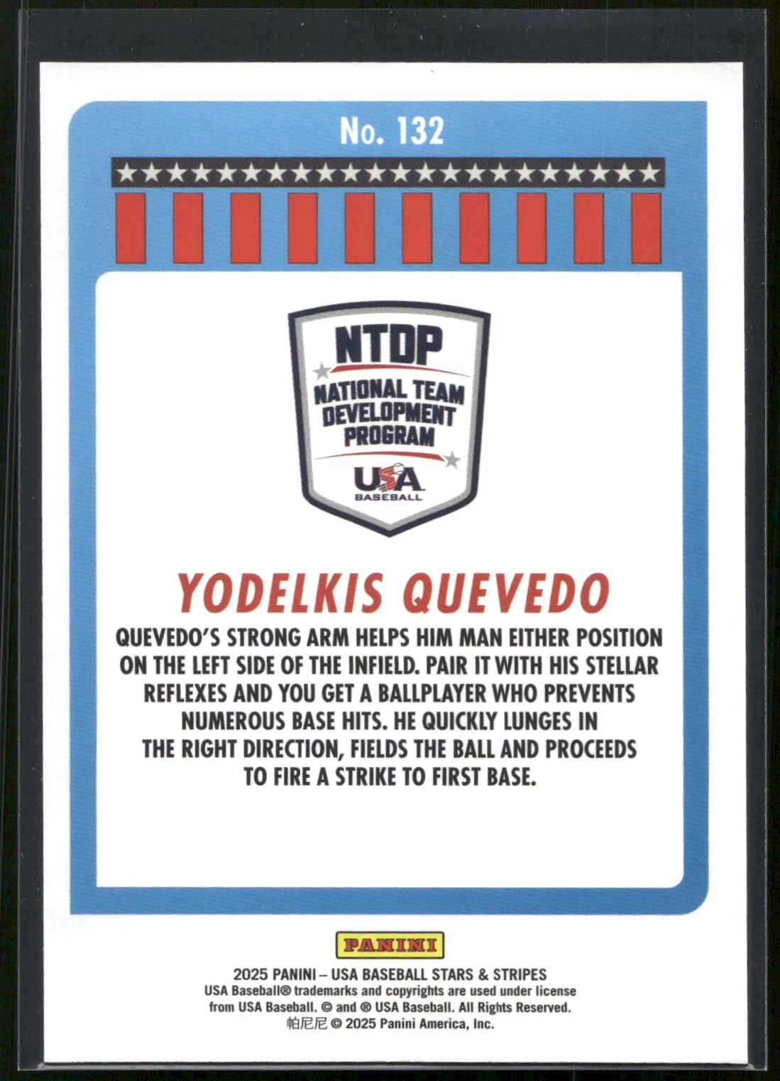2025 Panini Stars & Stripes USA Baseball #132 Yodelkis Quevedo