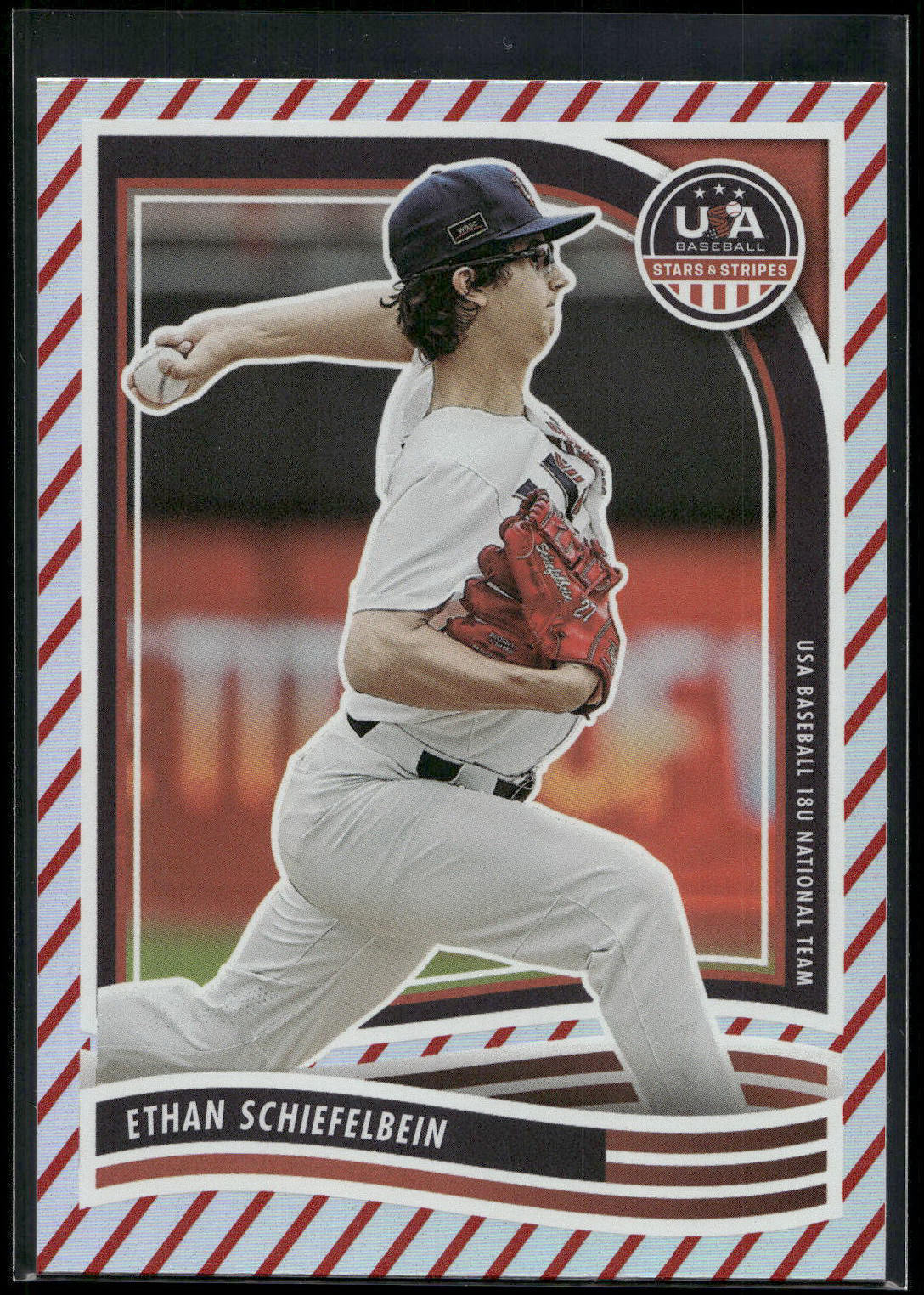2024 Panini Stars & Stripes USA Baseball #86 Ethan Schiefelbein Stripes