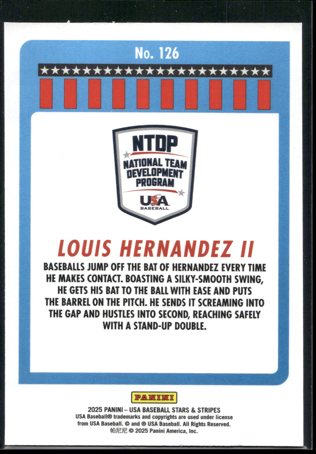 2025 Panini Stars & Stripes USA Baseball #126 Louis Hernandez II Stripes