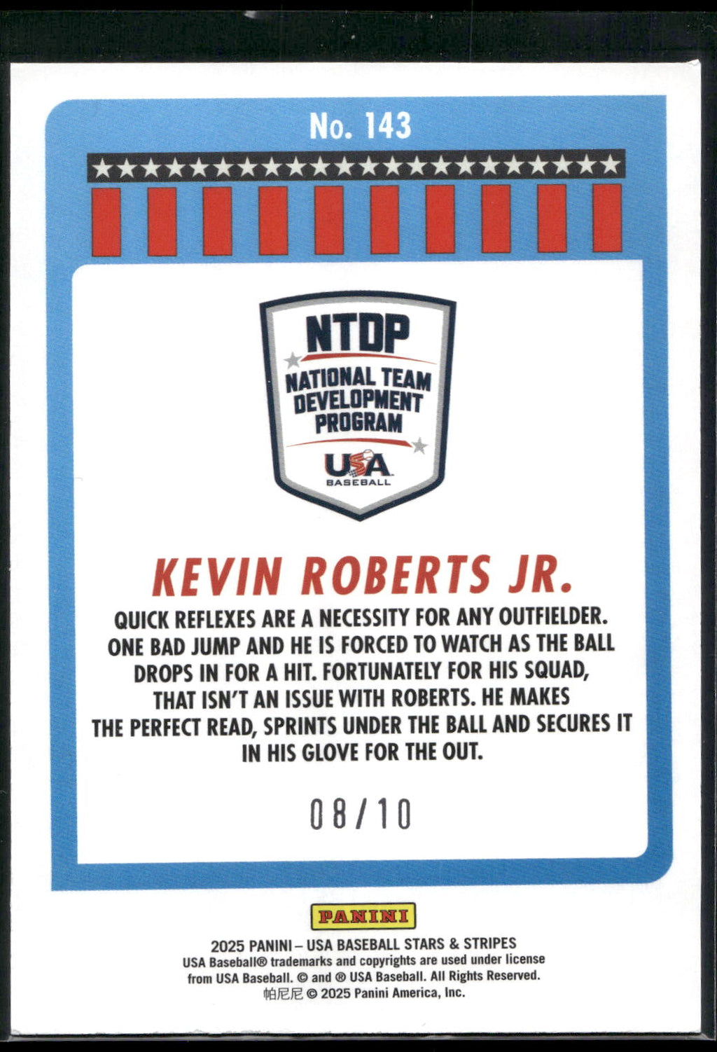 2025 Panini Stars & Stripes USA Baseball #143 Kevin Roberts Jr. Green