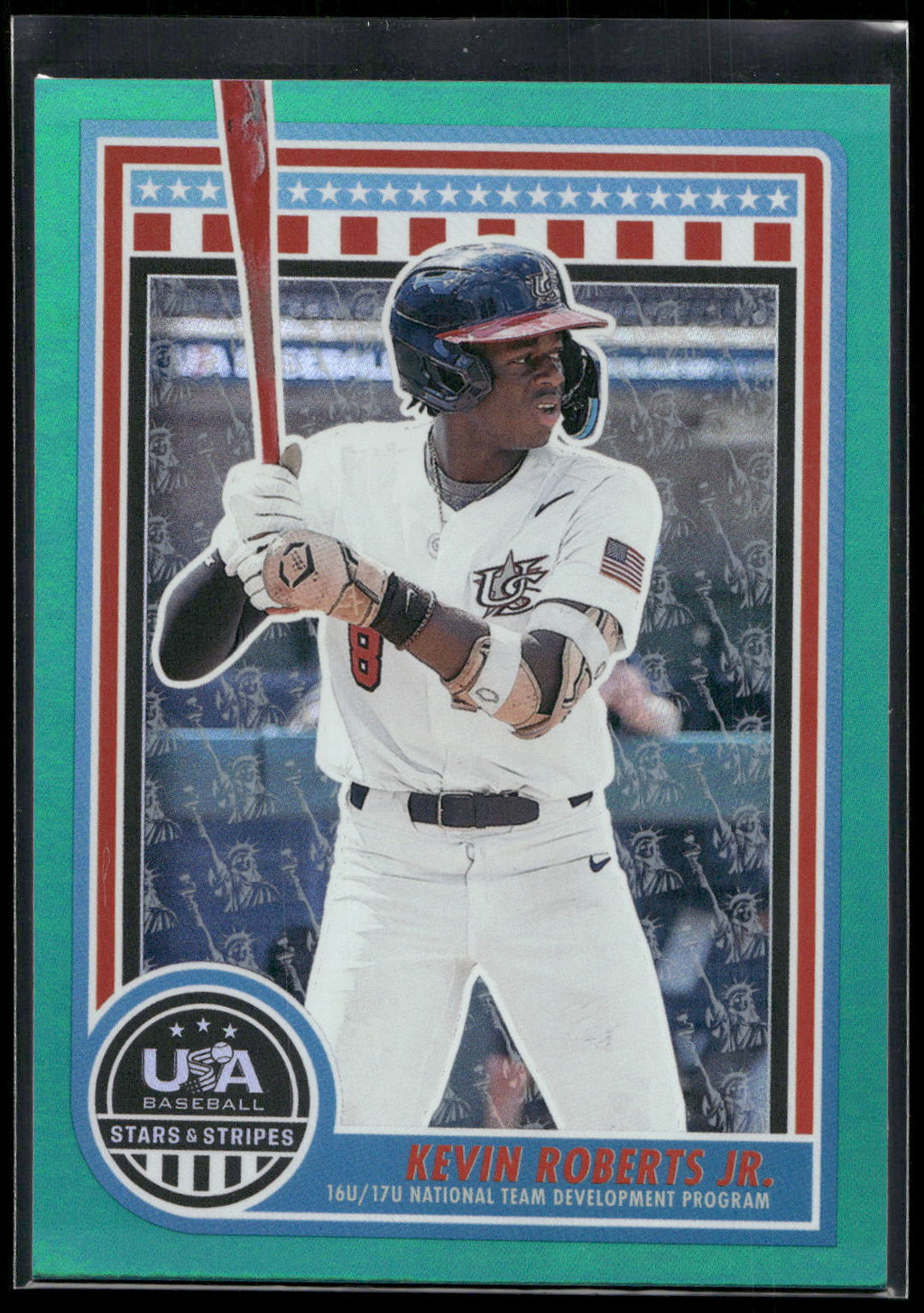 2025 Panini Stars & Stripes USA Baseball #143 Kevin Roberts Jr. Green