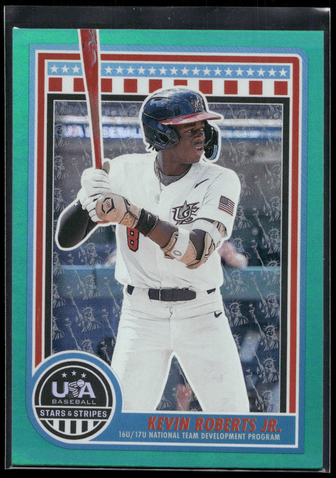 2025 Panini Stars & Stripes USA Baseball #143 Kevin Roberts Jr. Green