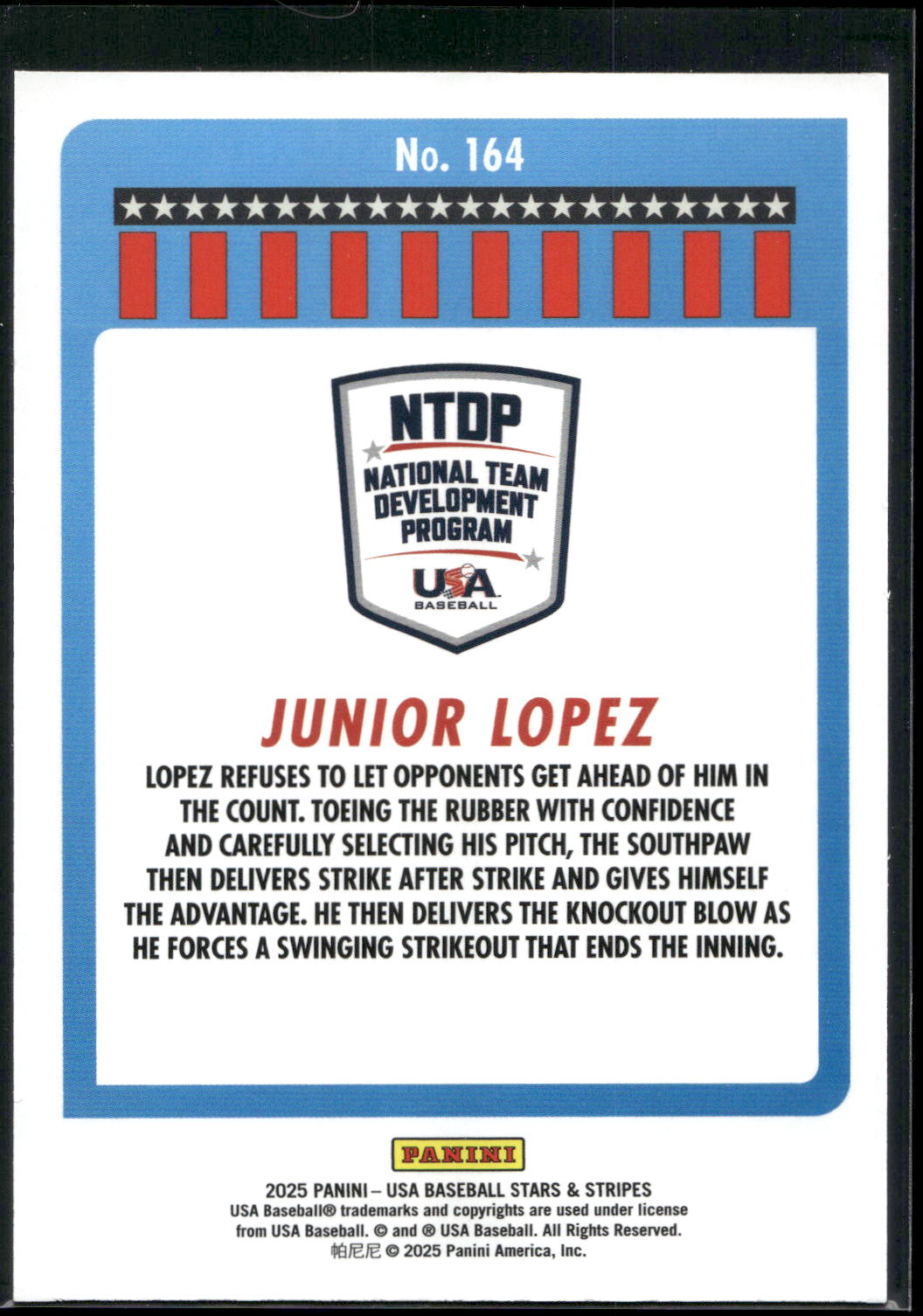 2025 Panini Stars & Stripes USA Baseball #164 Junior Lopez Green