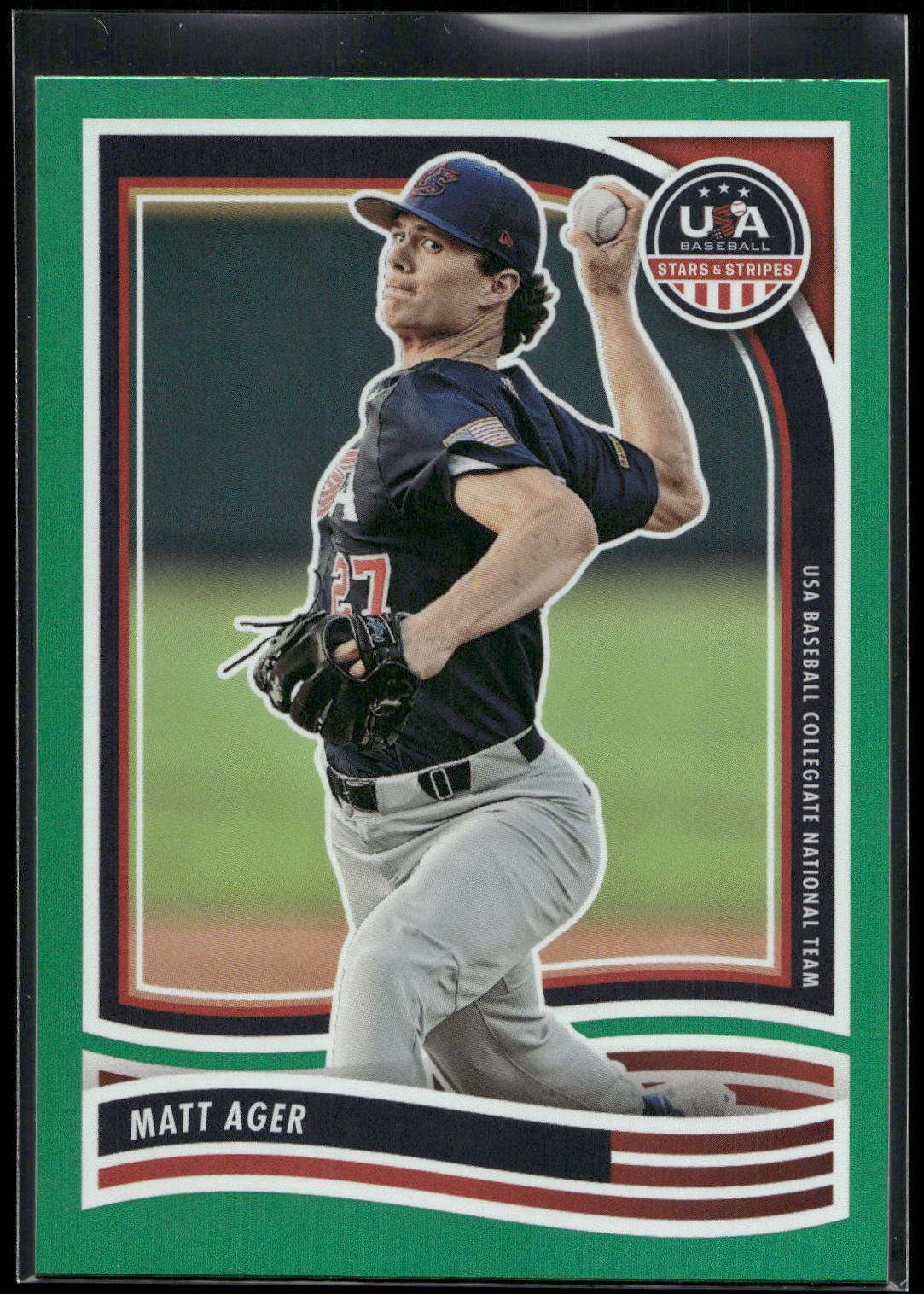 2024 Panini Stars & Stripes USA Baseball #81 Matt Ager Green