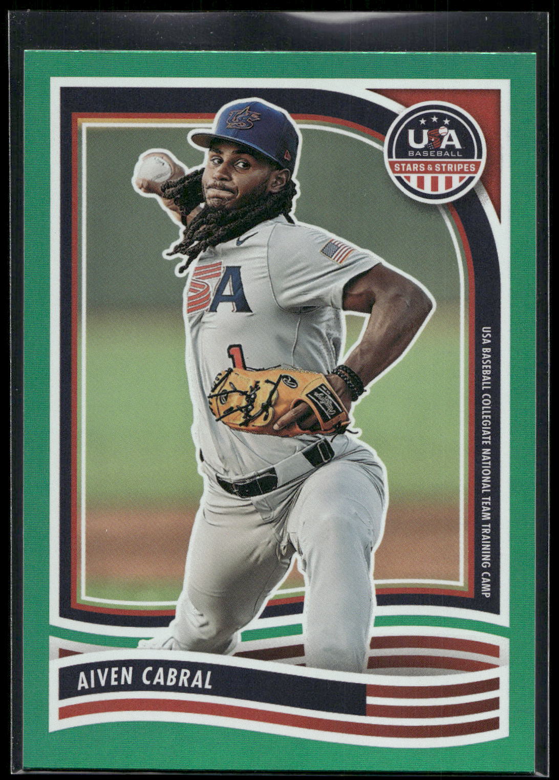2024 Panini Stars & Stripes USA Baseball #112 Aiven Cabral Green
