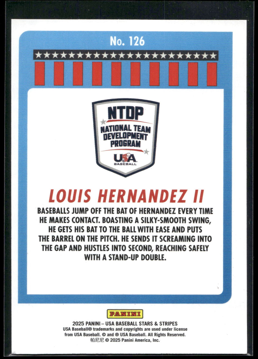 2025 Panini Stars & Stripes USA Baseball #126 Louis Hernandez II
