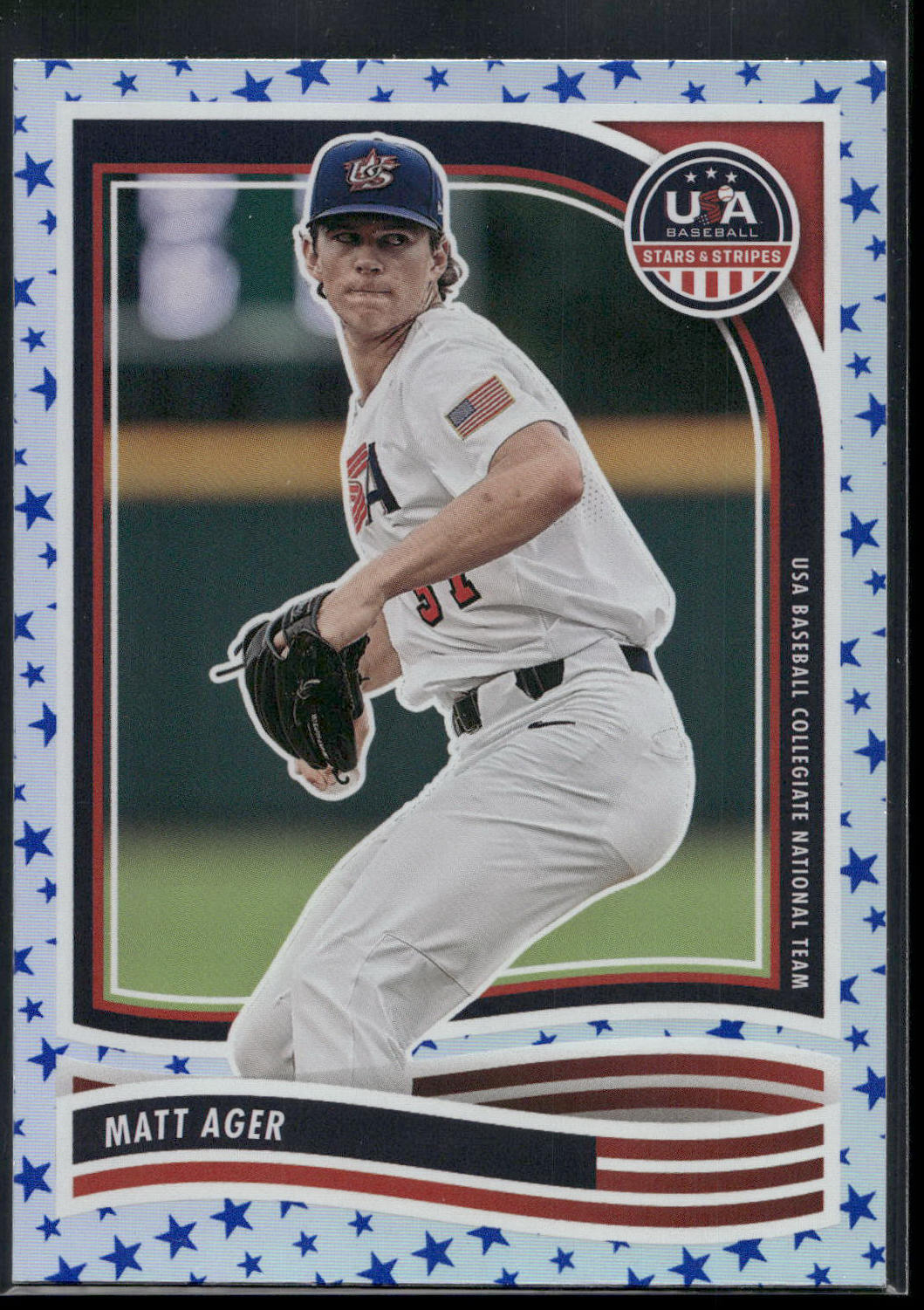 2024 Panini Stars & Stripes USA Baseball #14 Matt Ager Stars