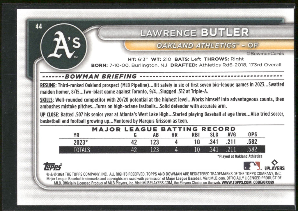 2024 Bowman #44 Lawrence Butler