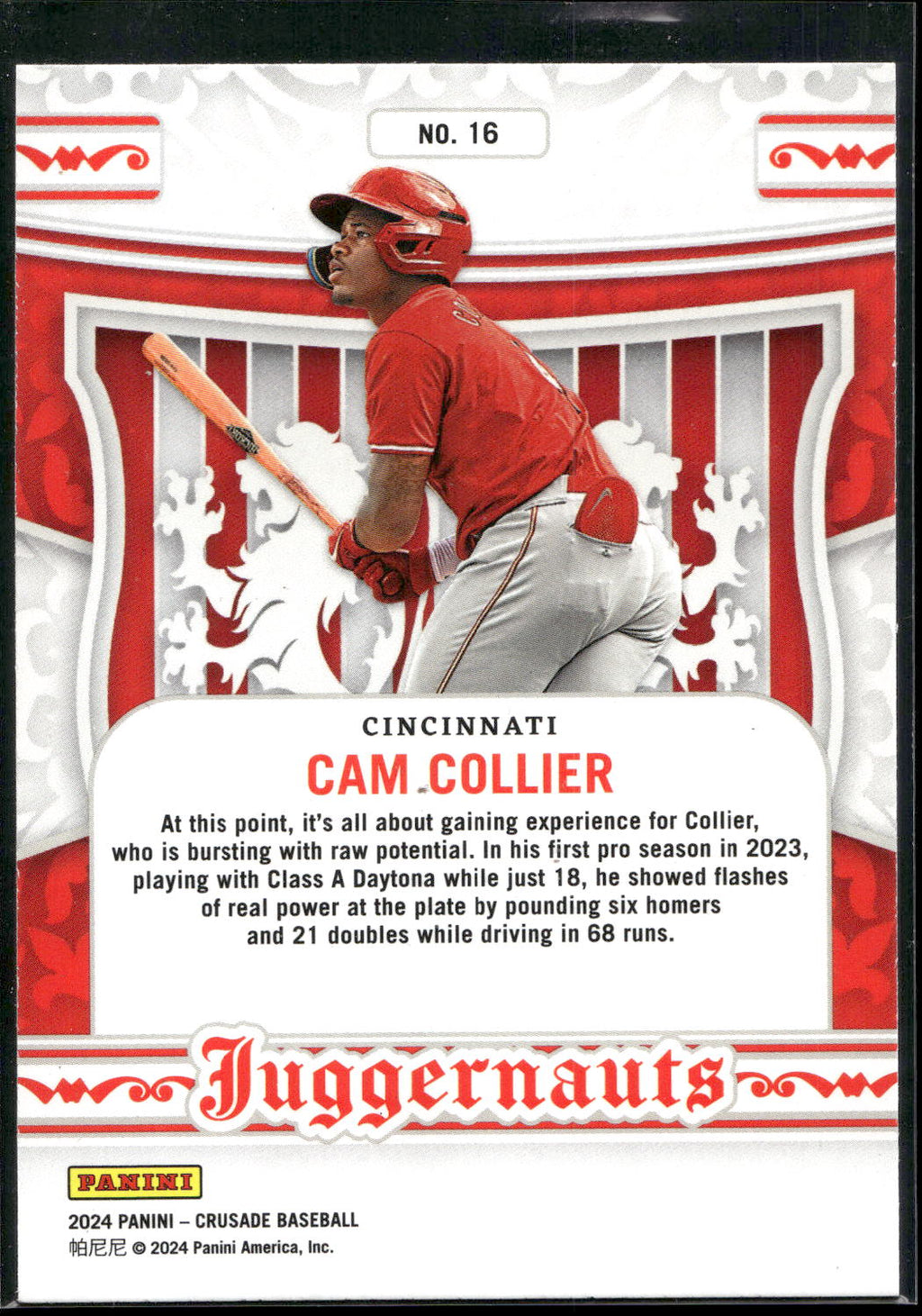 2024 Panini Crusade #16 Cam Collier Juggernauts