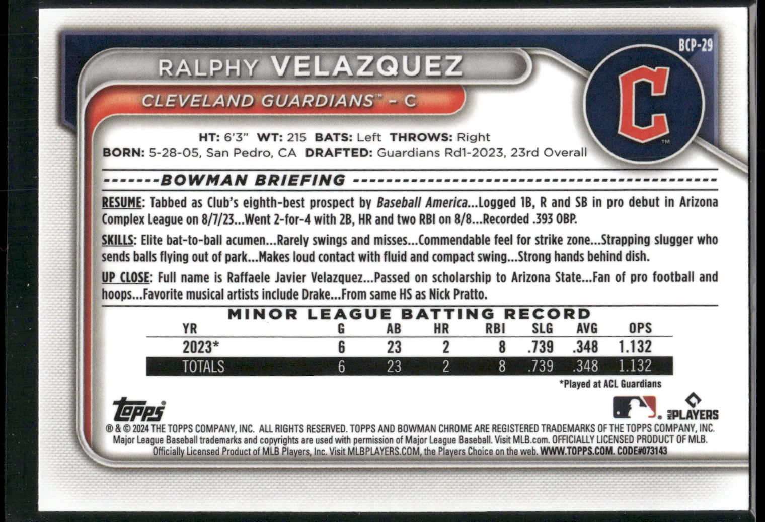 2024 Bowman #BP-29 Ralphy Velazquez Prospects