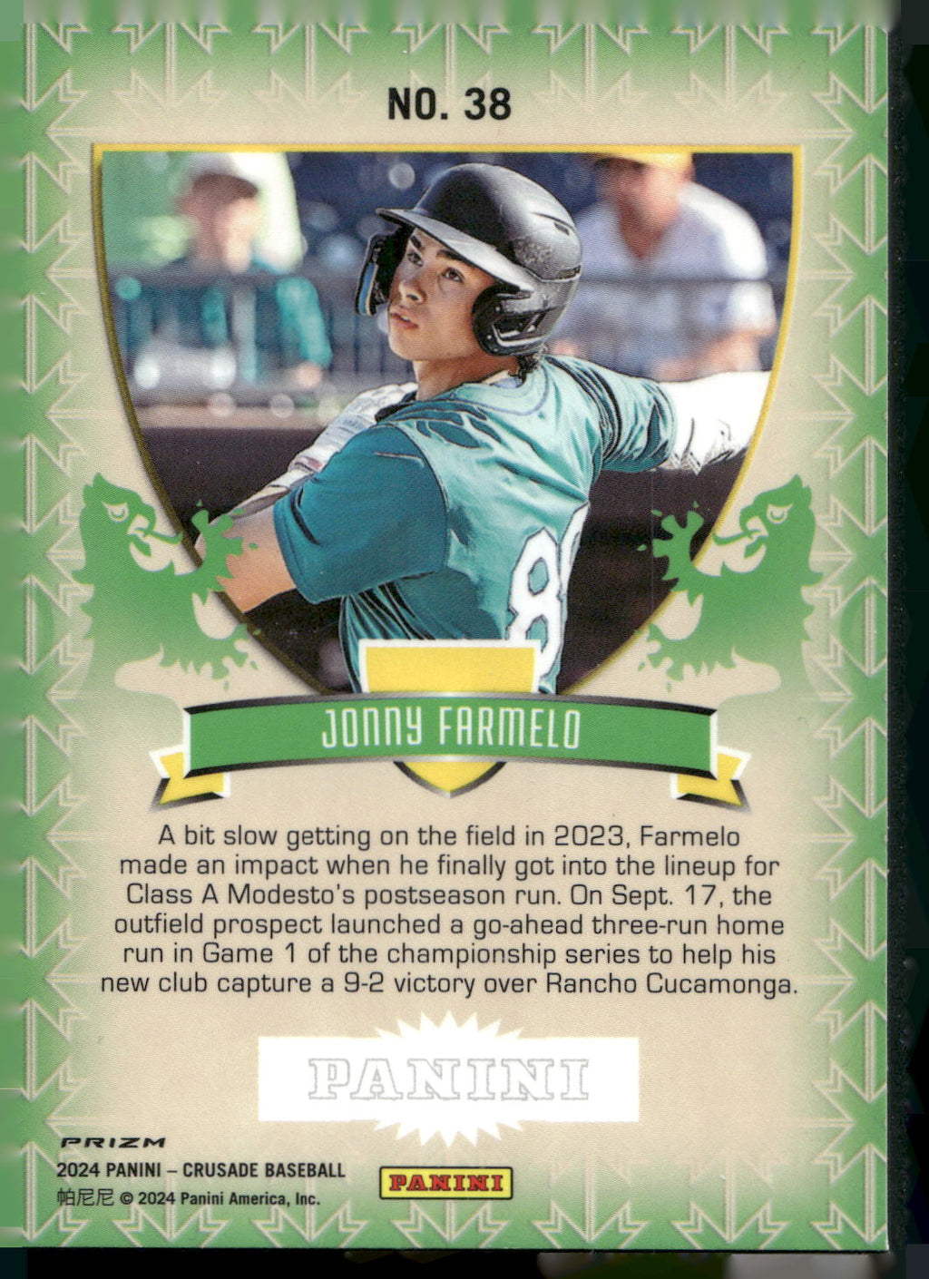 2024 Panini Crusade #38 Jonny Farmelo Crusade Blue Cracked Ice