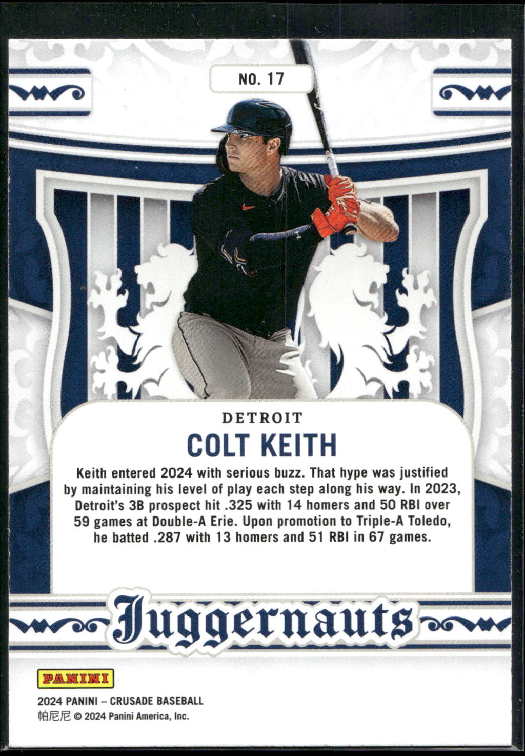 2024 Panini Crusade #17 Colt Keith Juggernauts