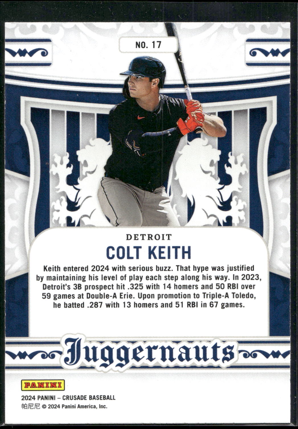 2024 Panini Crusade #17 Colt Keith Juggernauts