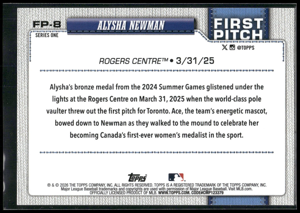 2026 Topps #FP-8 Alysha Newman First Pitch