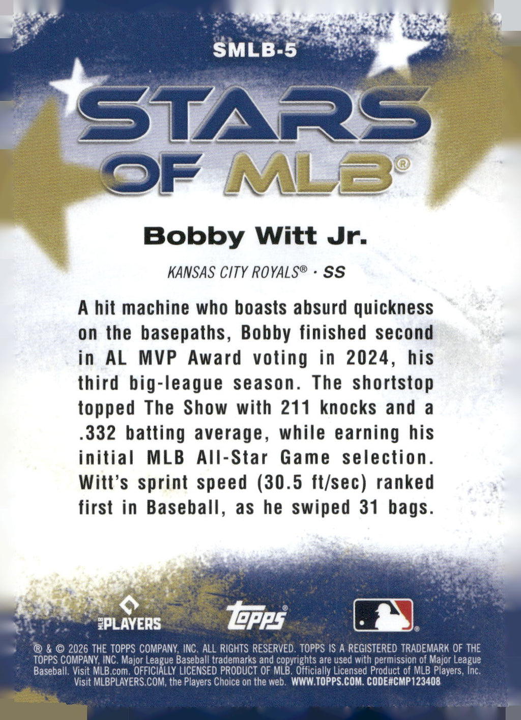 2026 Topps #SMLB-5 Bobby Witt Jr. Stars of MLB