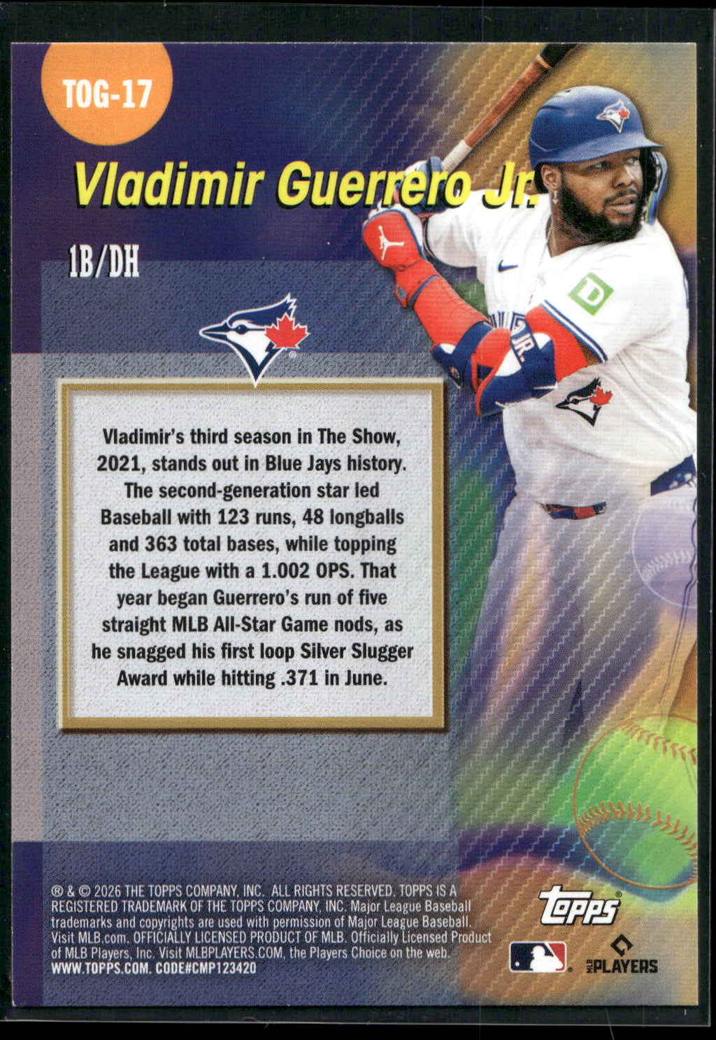 2026 Topps #TOG-17 Vladimir Guerrero Jr. Titans of the Game