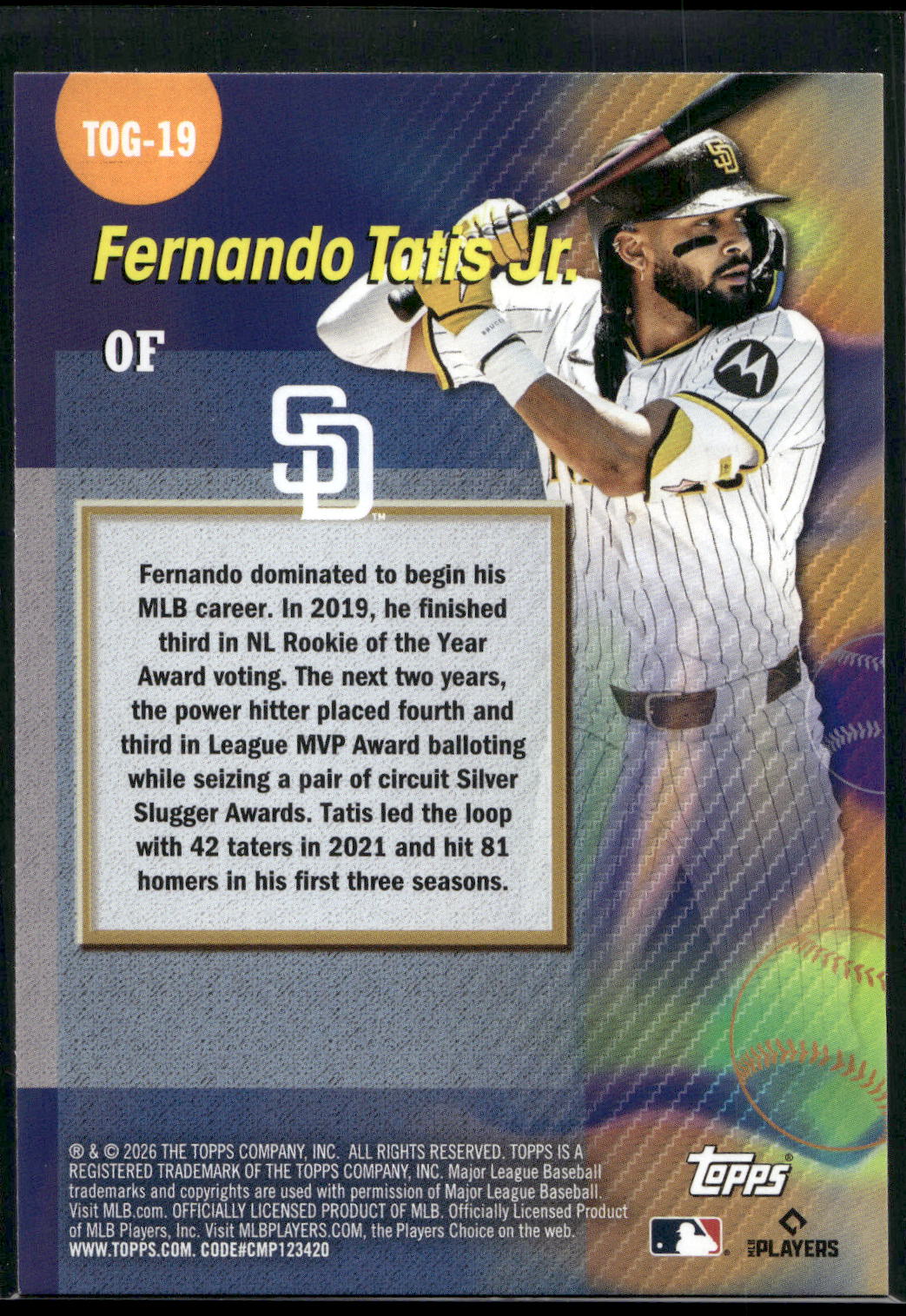 2026 Topps #TOG-19 Fernando Tatis Jr. Titans of the Game