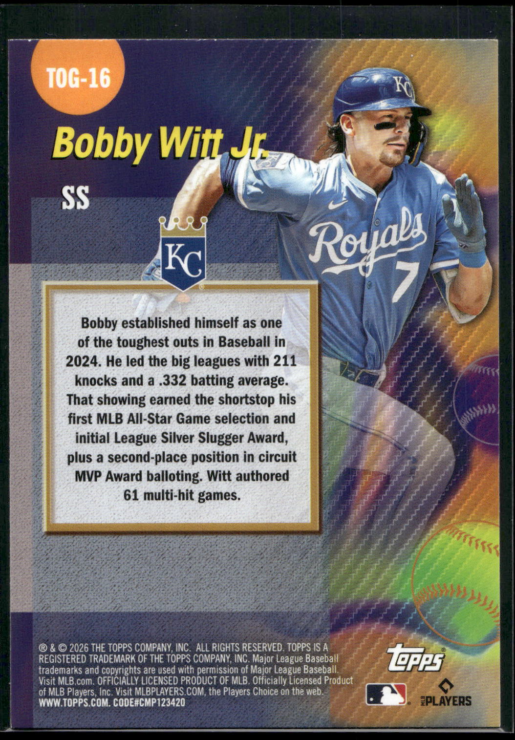 2026 Topps #TOG-16 Bobby Witt Jr. Titans of the Game