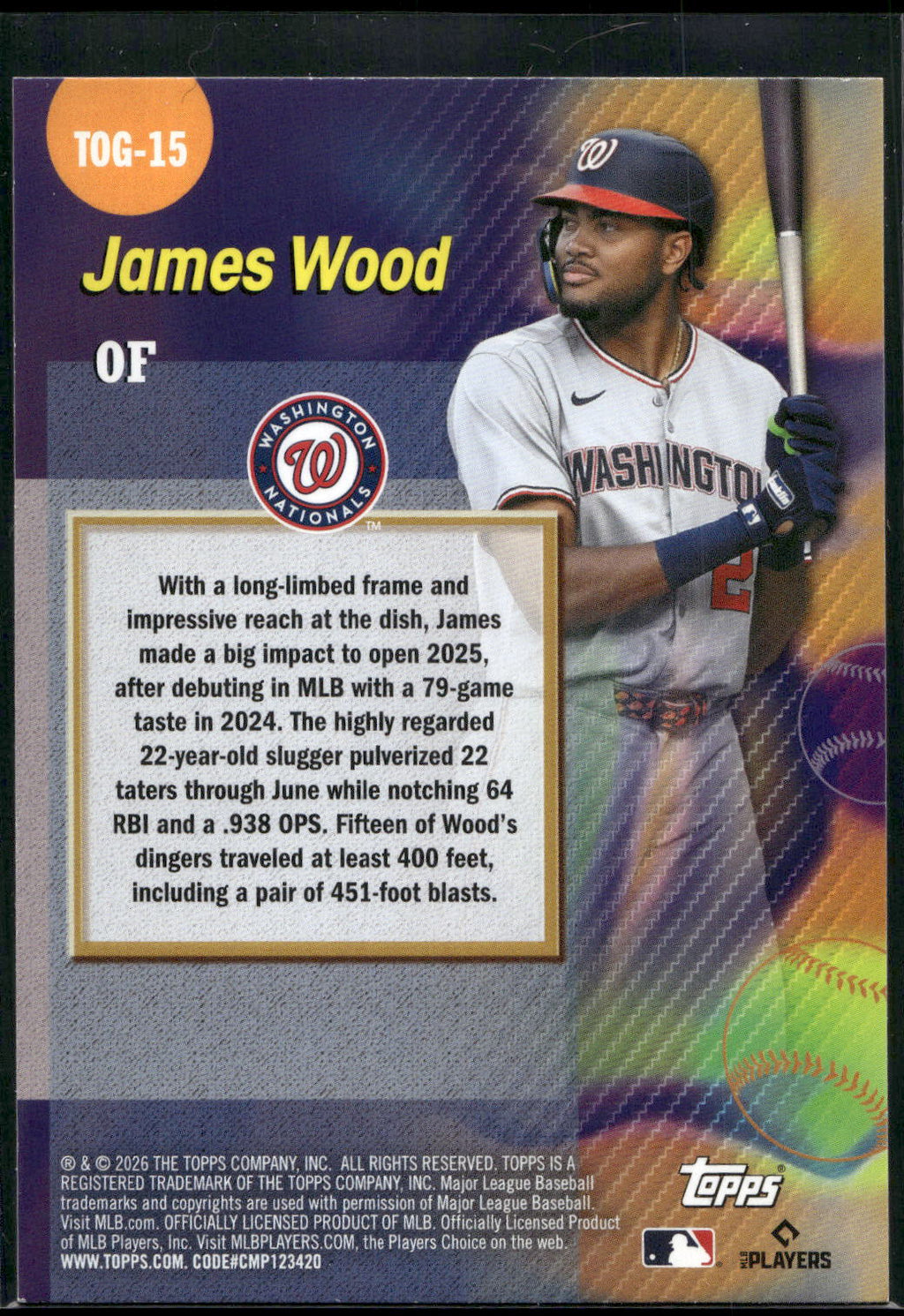 2026 Topps #TOG-15 James Wood Titans of the Game