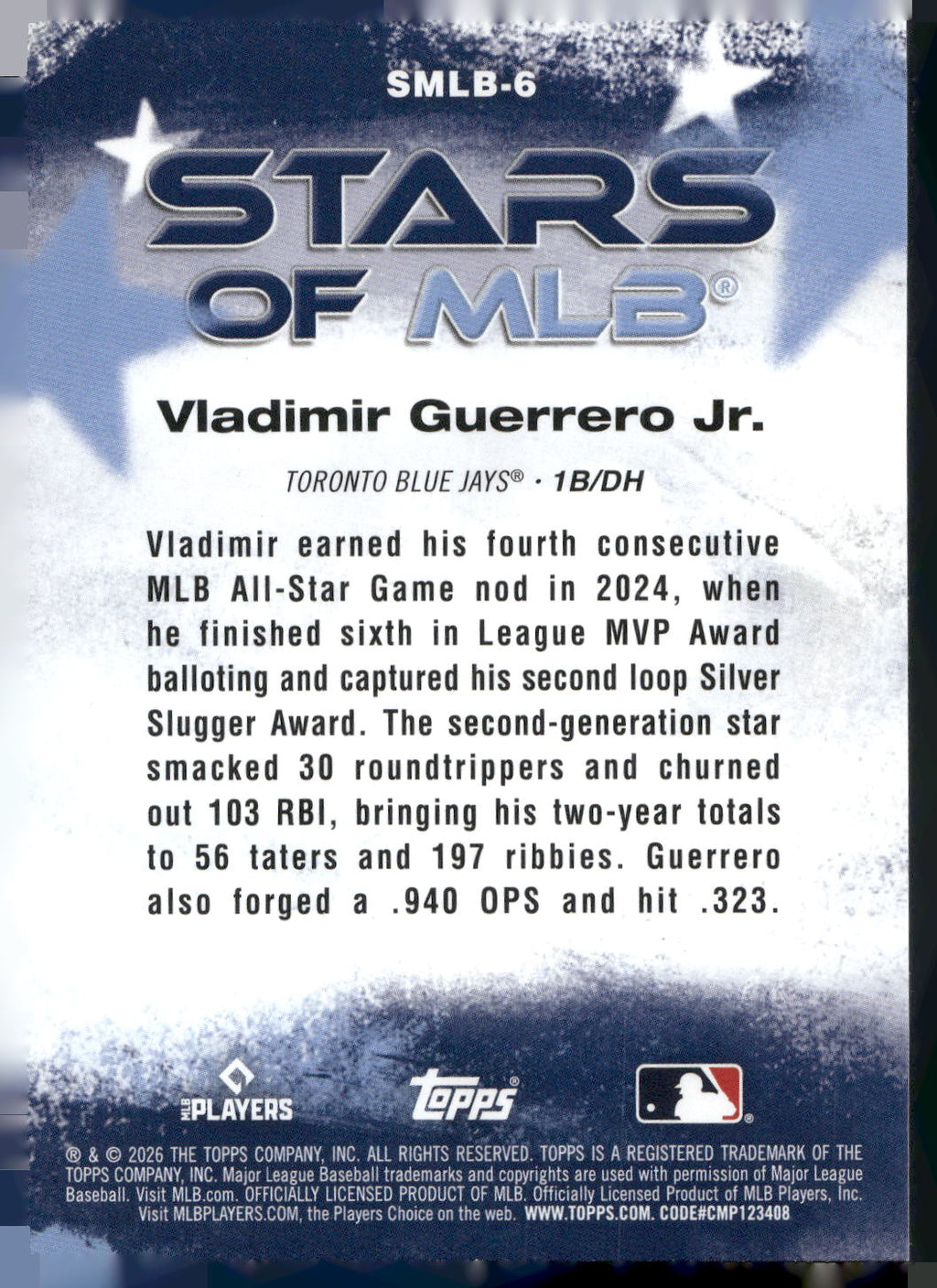 2026 Topps #SMLB-6 Vladimir Guerrero Jr. Stars of MLB