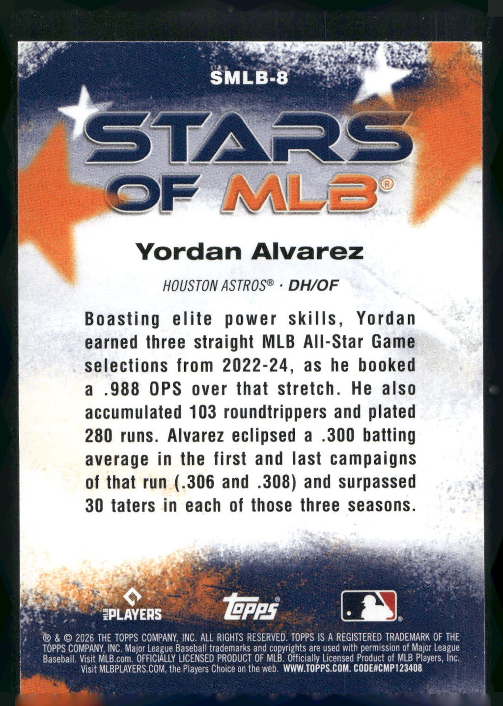 2026 Topps #SMLB-8 Yordan Alvarez Stars of MLB