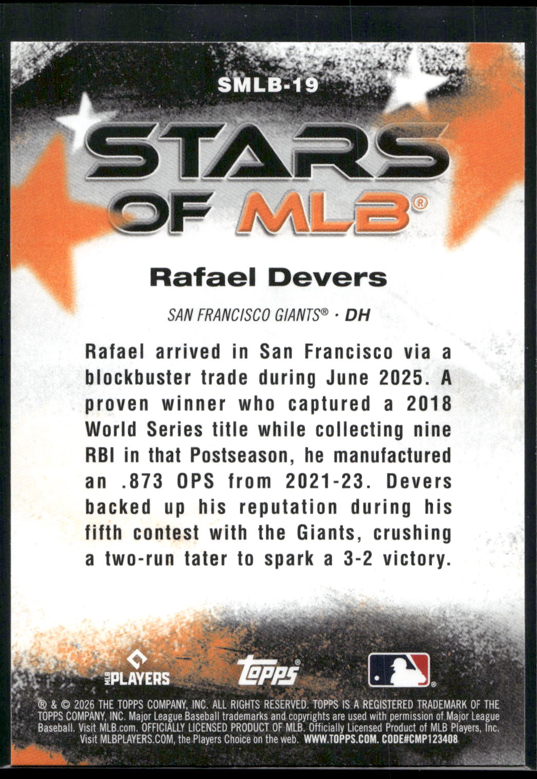 2026 Topps #SMLB-19 Rafael Devers Stars of MLB