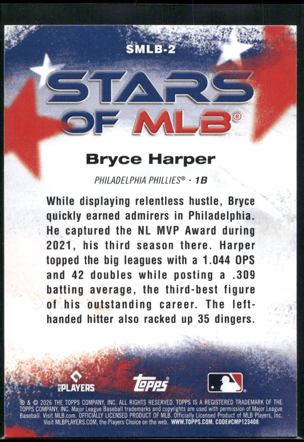 2026 Topps #SMLB-2 Bryce Harper Stars of MLB