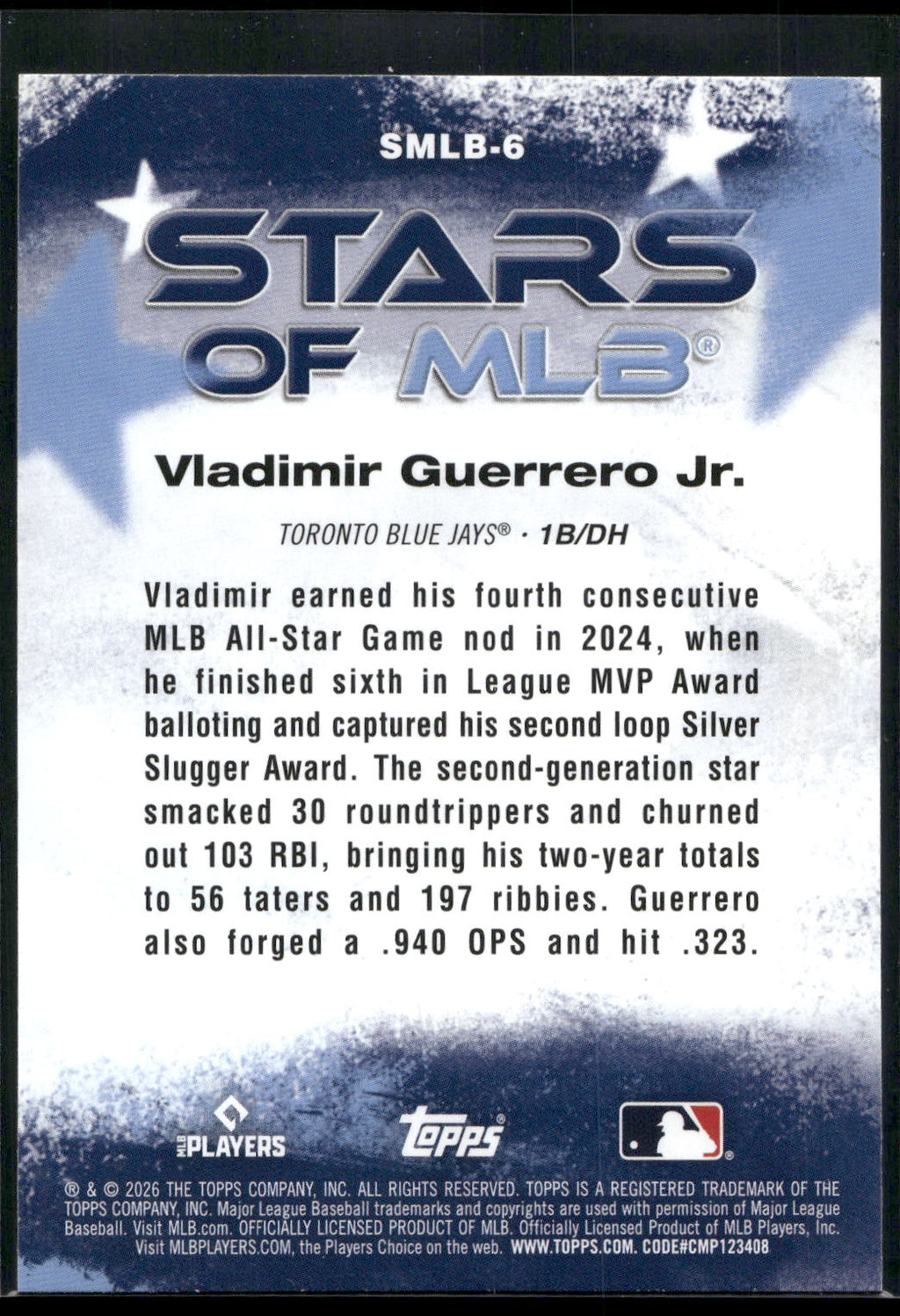 2026 Topps #SMLB-6 Vladimir Guerrero Jr. Stars of MLB