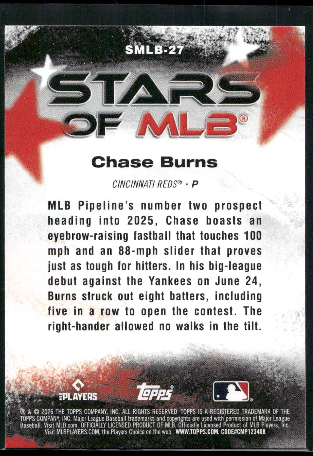 2026 Topps #SMLB-27 Chase Burns Stars of MLB