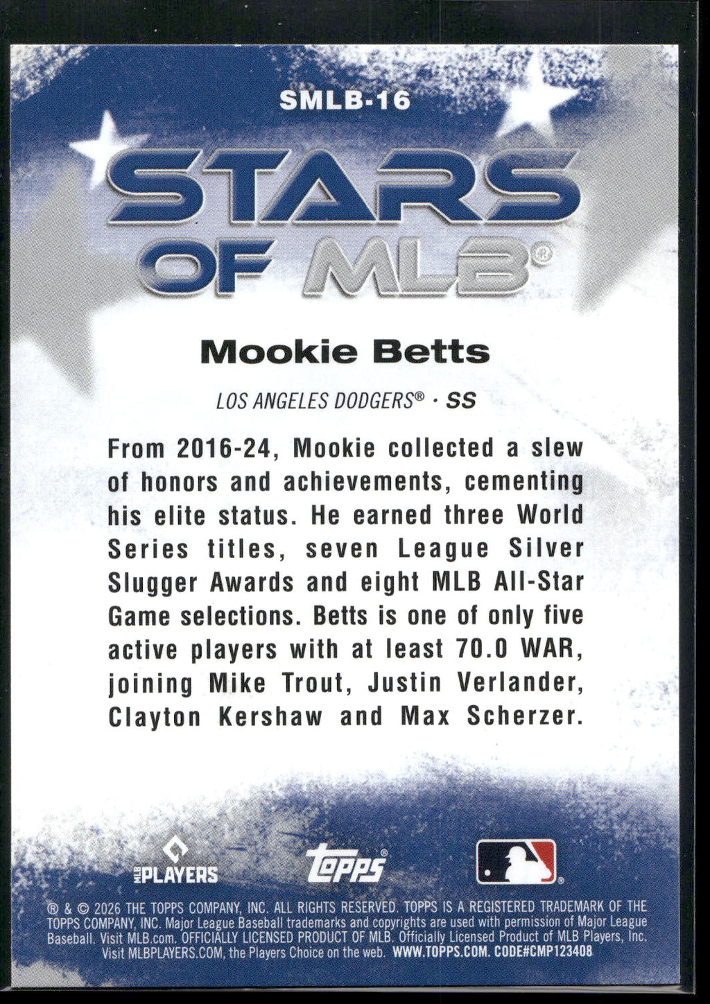 2026 Topps #SMLB-16 Mookie Betts Stars of MLB