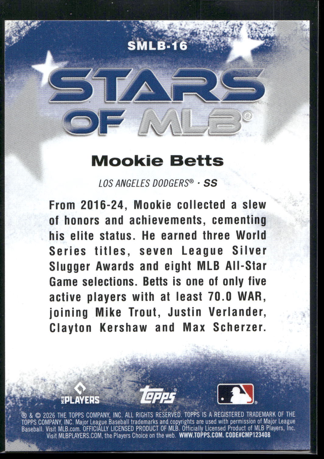 2026 Topps #SMLB-16 Mookie Betts Stars of MLB