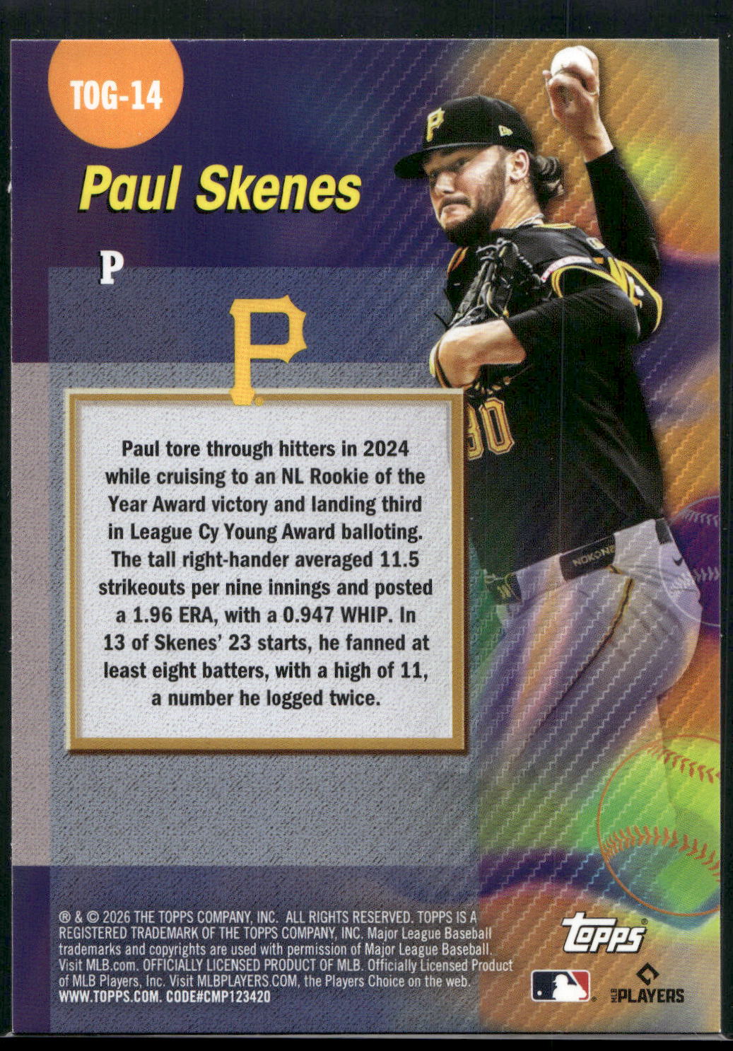 2026 Topps #TOG-14 Paul Skenes Titans of the Game