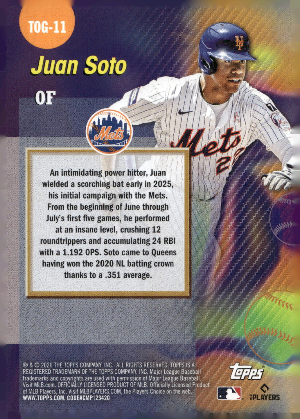 2026 Topps #TOG-11 Juan Soto Titans of the Game