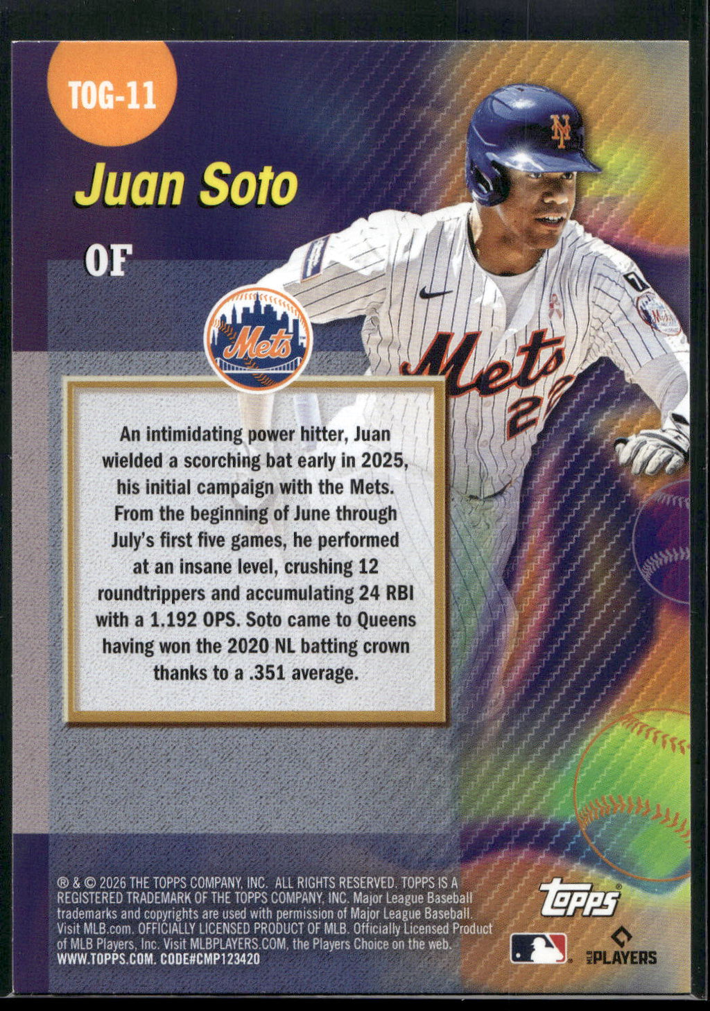 2026 Topps #TOG-11 Juan Soto Titans of the Game