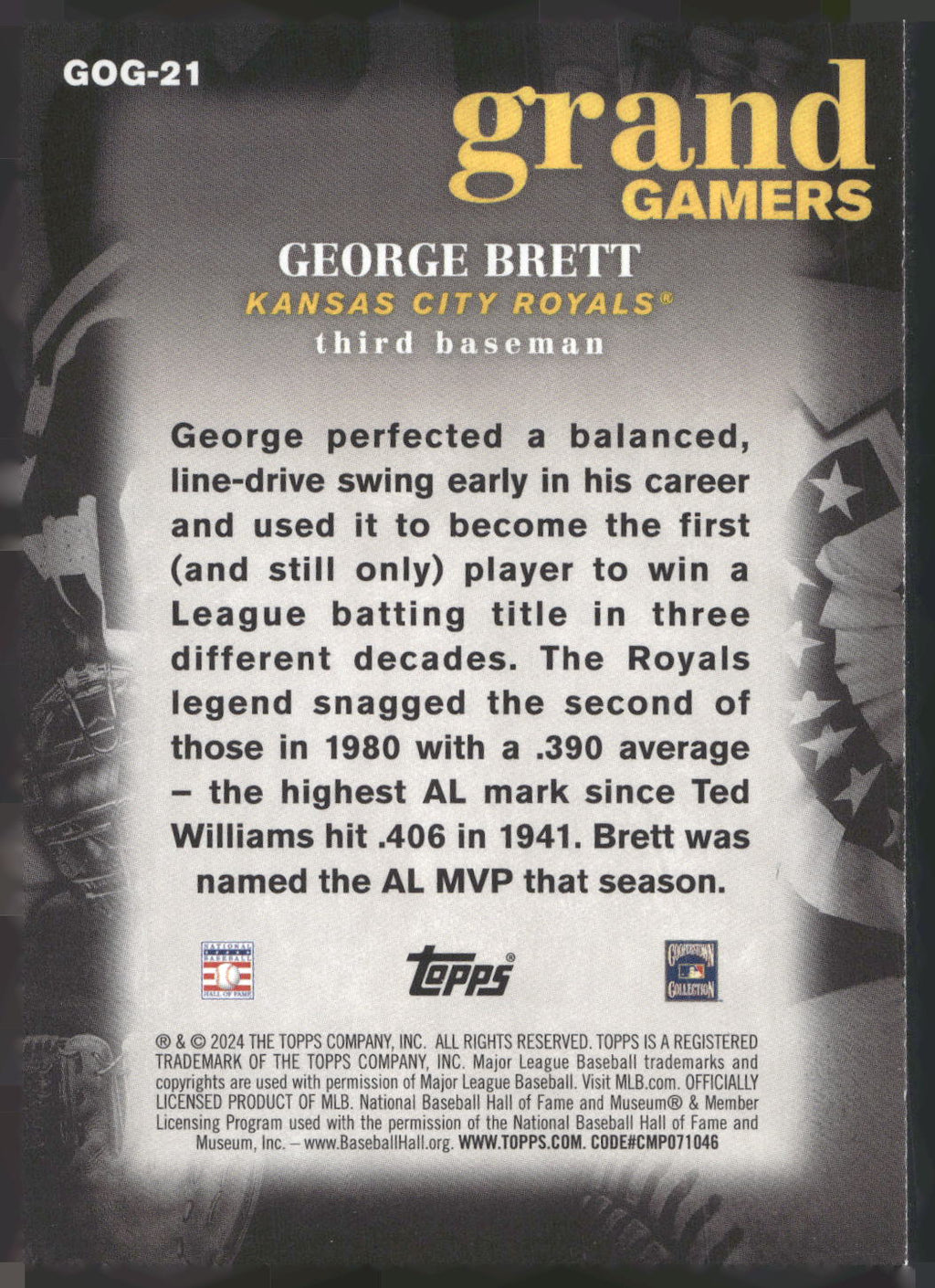 2024 Topps #GOG-21 George Brett Grand Gamers