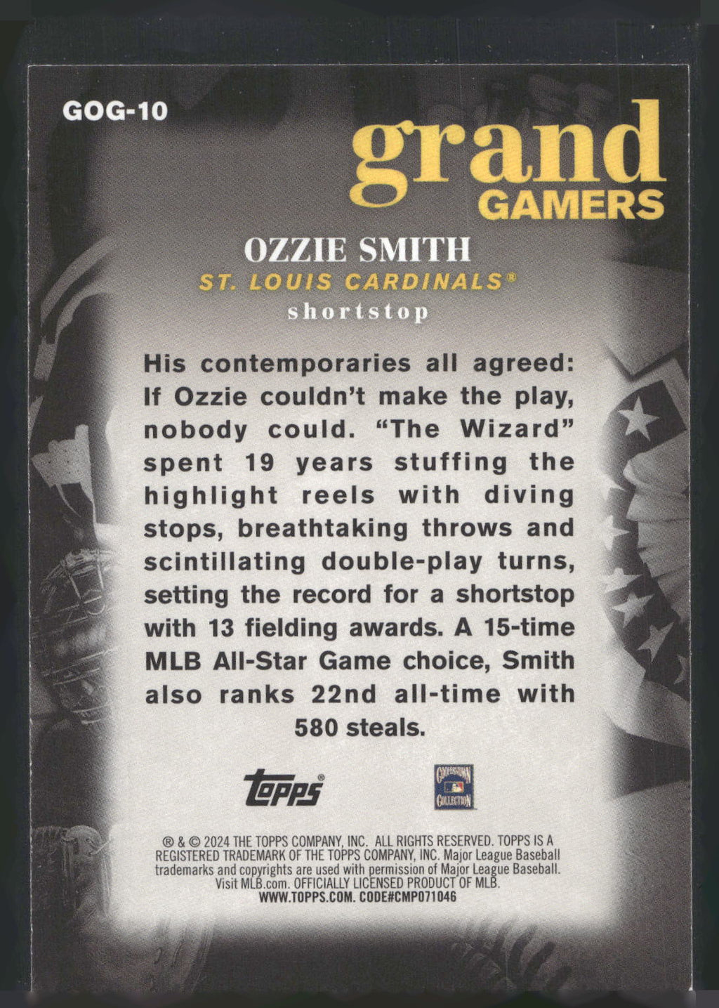 2024 Topps #GOG-10 Ozzie Smith Grand Gamers