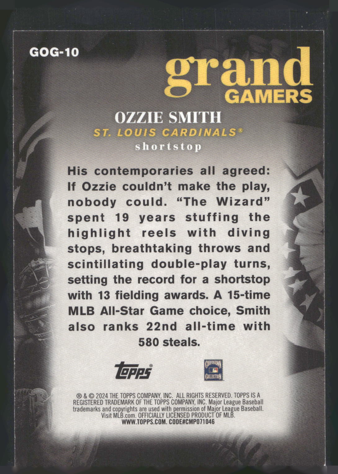 2024 Topps #GOG-10 Ozzie Smith Grand Gamers