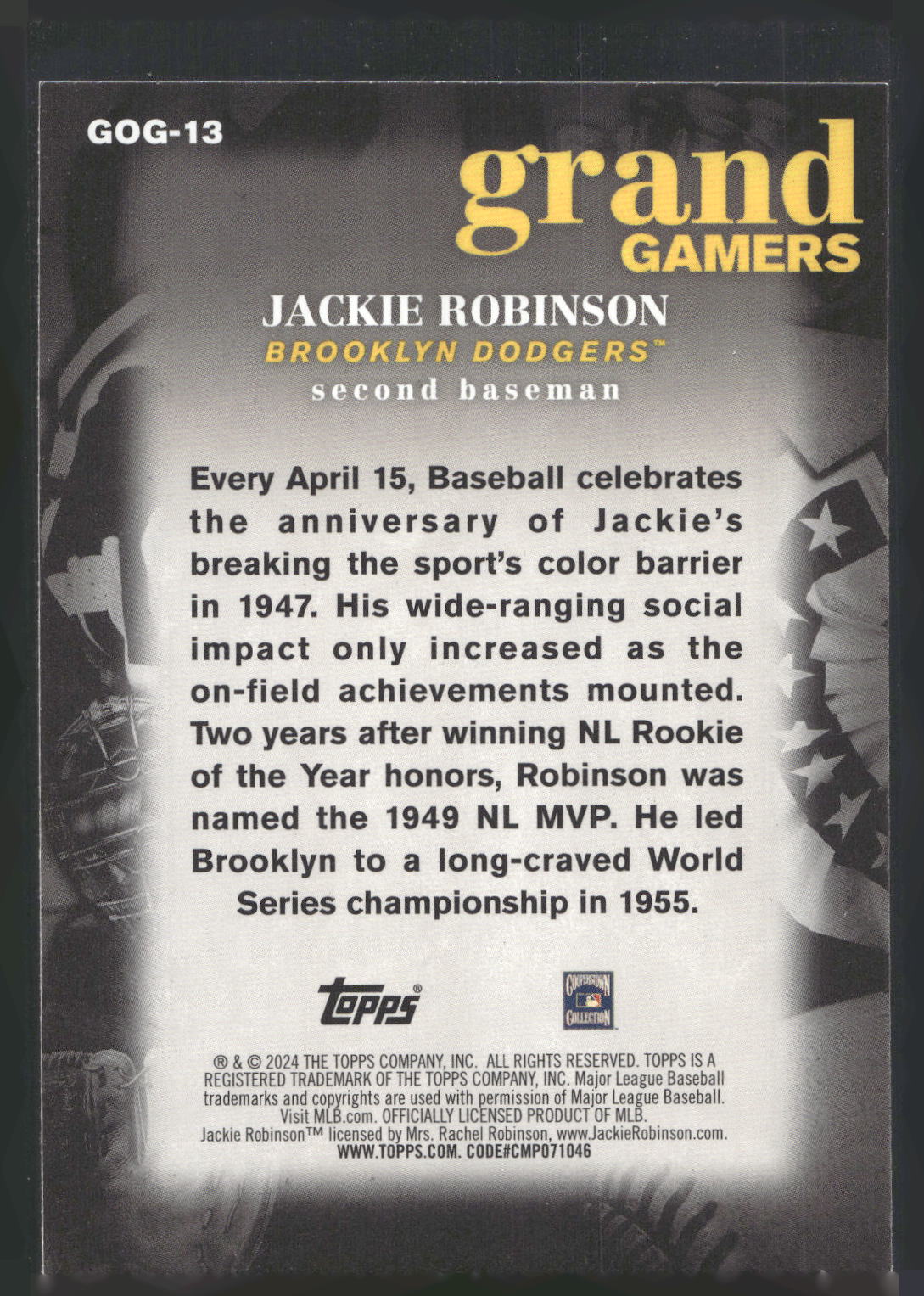 2024 Topps #GOG-13 Jackie Robinson Grand Gamers